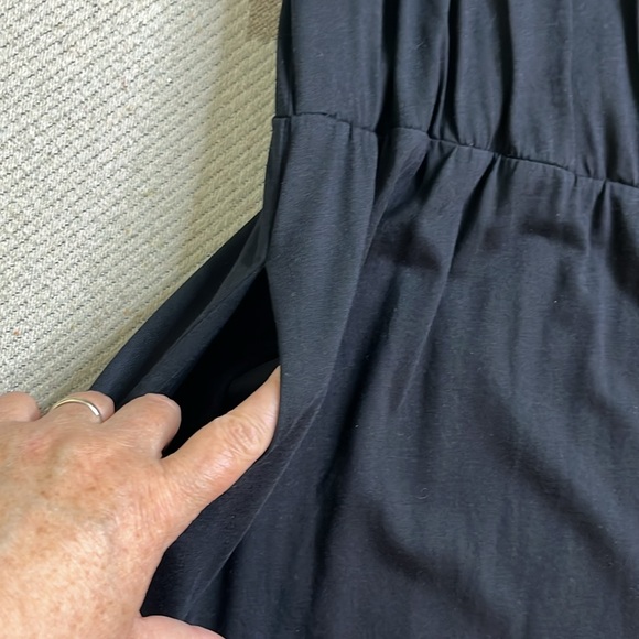 Boden black 3/4 sleeve fixed wrap jersey stretch dress, size 16 long - Picture 6 of 12